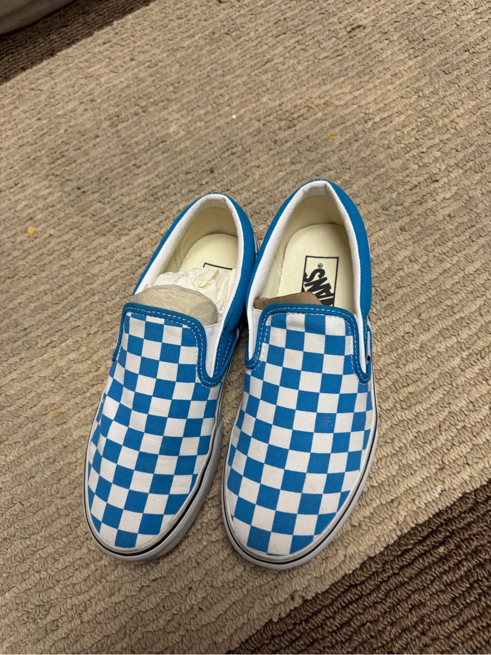 Vans Kids Slip-On Checkerboard Sneakers - Blue & White